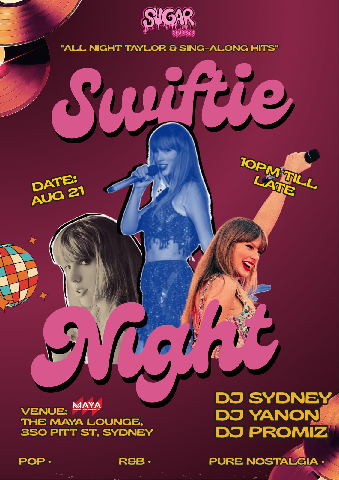 Swiftie Night poster — Friday 21 August 2026